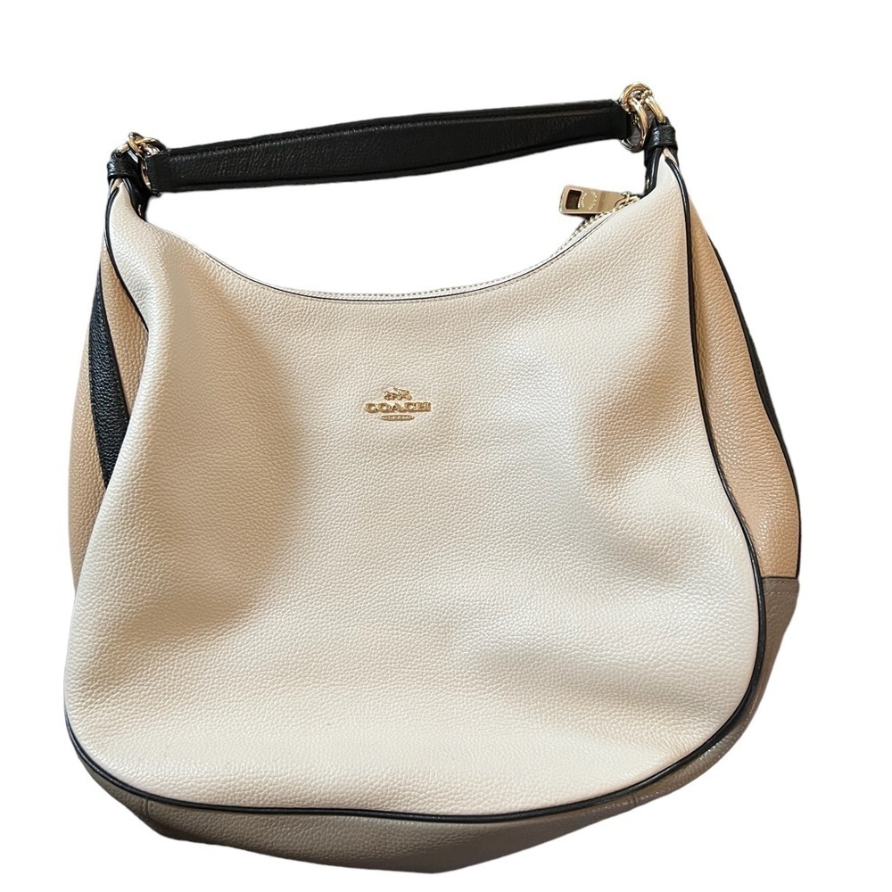 COACH Authenticated Harley Ivory, Beige, Tan, Gray Colorblock Leather Ho…